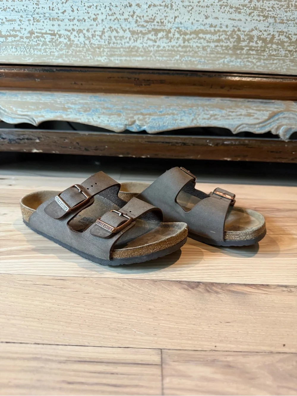 Birkenstock Kids Two-Strap Suede Sandals in Brown